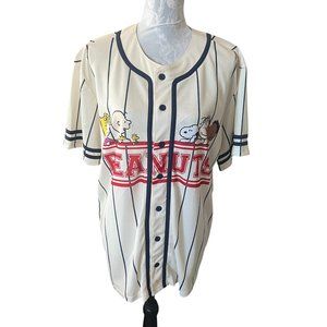 Peanuts Charlie Brown Baseball Jersey Button Down Xlarge NWT